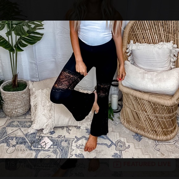 Vocal Pants & Jumpsuits Vocal Lace And Rhinestone Flare Pants